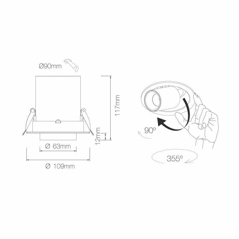 Faretto LED OXO R SWITCH 12W Beneito Faure 4457 – Bianco, Per Interni