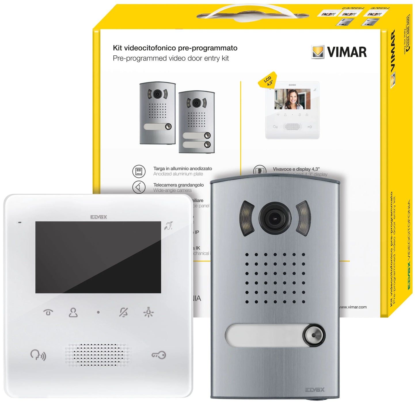 ELVOX VIMAR VIDEO INTERCOM KIT MONO 2 WIRE PLUS 7558/E