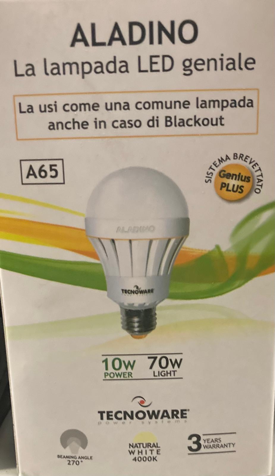 Lampada LED Aladino Tecnoware FLED17321 – 10W E27 4000K, Funzione Anti-Blackout