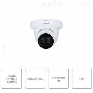 DAHUA HAC-HDW1500TLMQ-S2 (M-0015474) – Telecamera Dome Eyeball Smart IR 30m Starlight, Ottica 2.8mm, 4in1