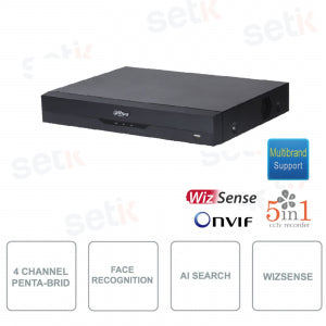 DAHUA XVR5104HE-4KL-I3 (M-0015647) – XVR Onvif 4 Canali, 5in1, fino a 8MP, Mini 1U, WizSense