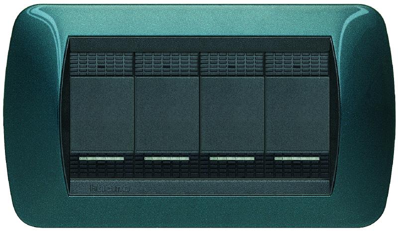 Placca Elettrica 4 Posti BTicino L4804BT Living International – Blu Metallico