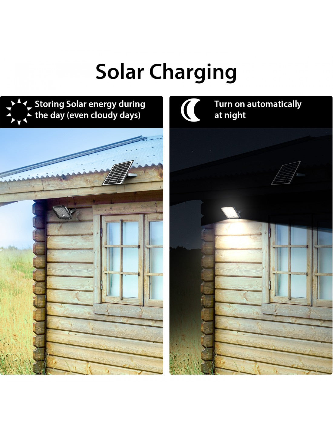 Proiettore LED a carica solare 4800 lumen, con rilevatore di presenza. Pannello solare deportato - Velamp SL366