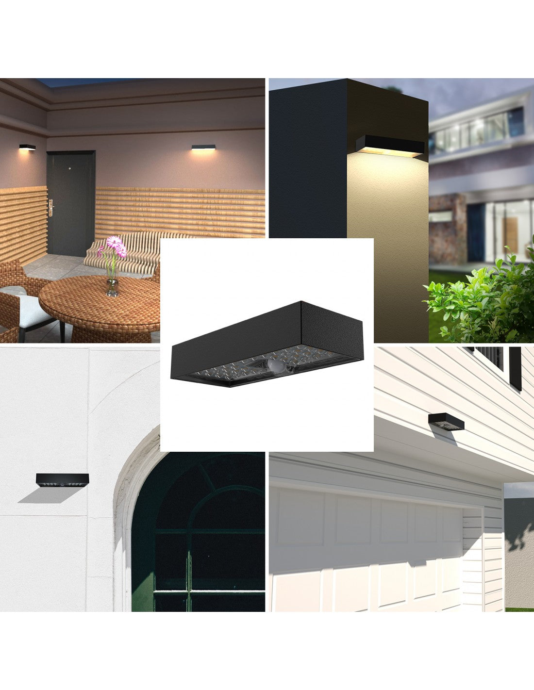 Applique LED a carica solare 800 lumen, con rilevatore di movimento. Nero - SL242