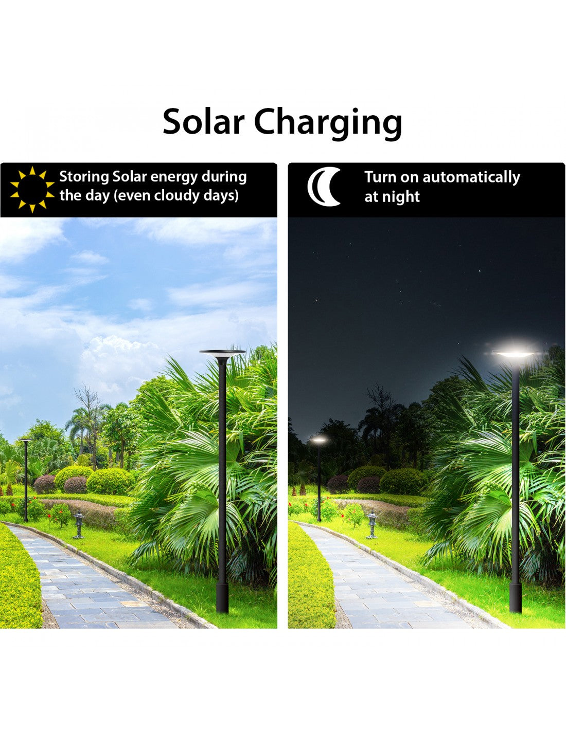 Lampione LED solare 2300 lumen, IP65, da montare su palo - Velamp SL608