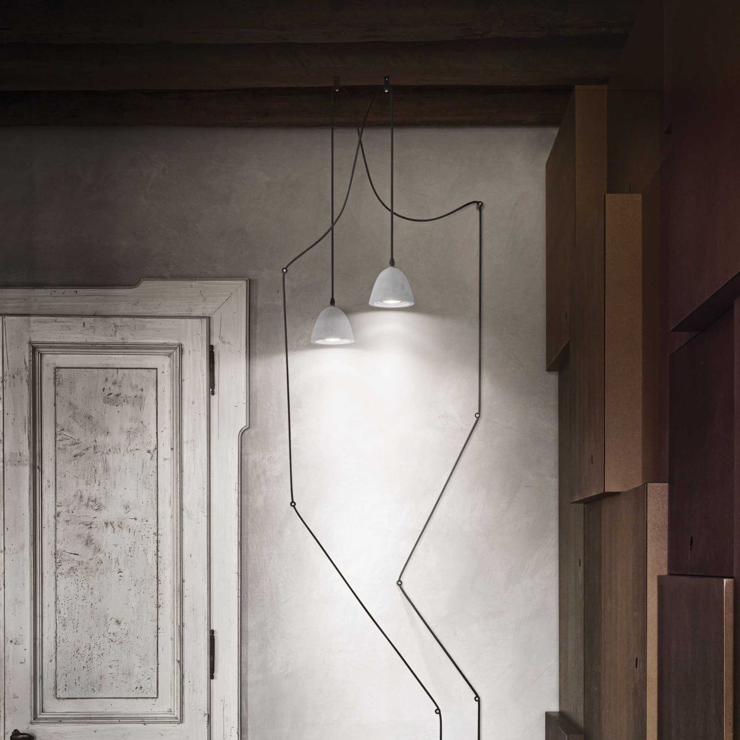 Lampadario rustico ideal lux oil 1 sp1 110462 e27 led sospensione cemento calata interno ip20