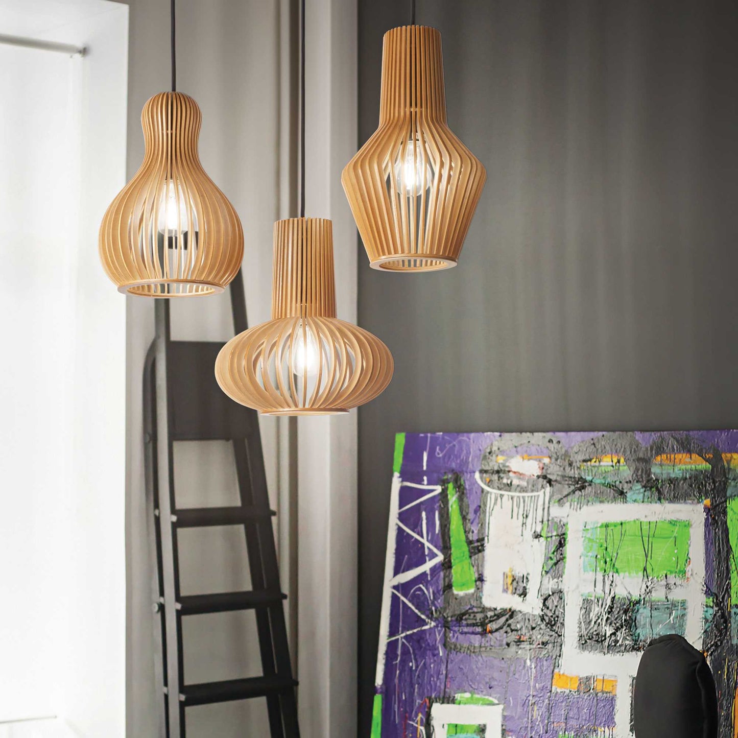 Lampada A Sospensione 1 Luce Citrus Mod3 In Legno Verniciato - Ideal Lux 159867