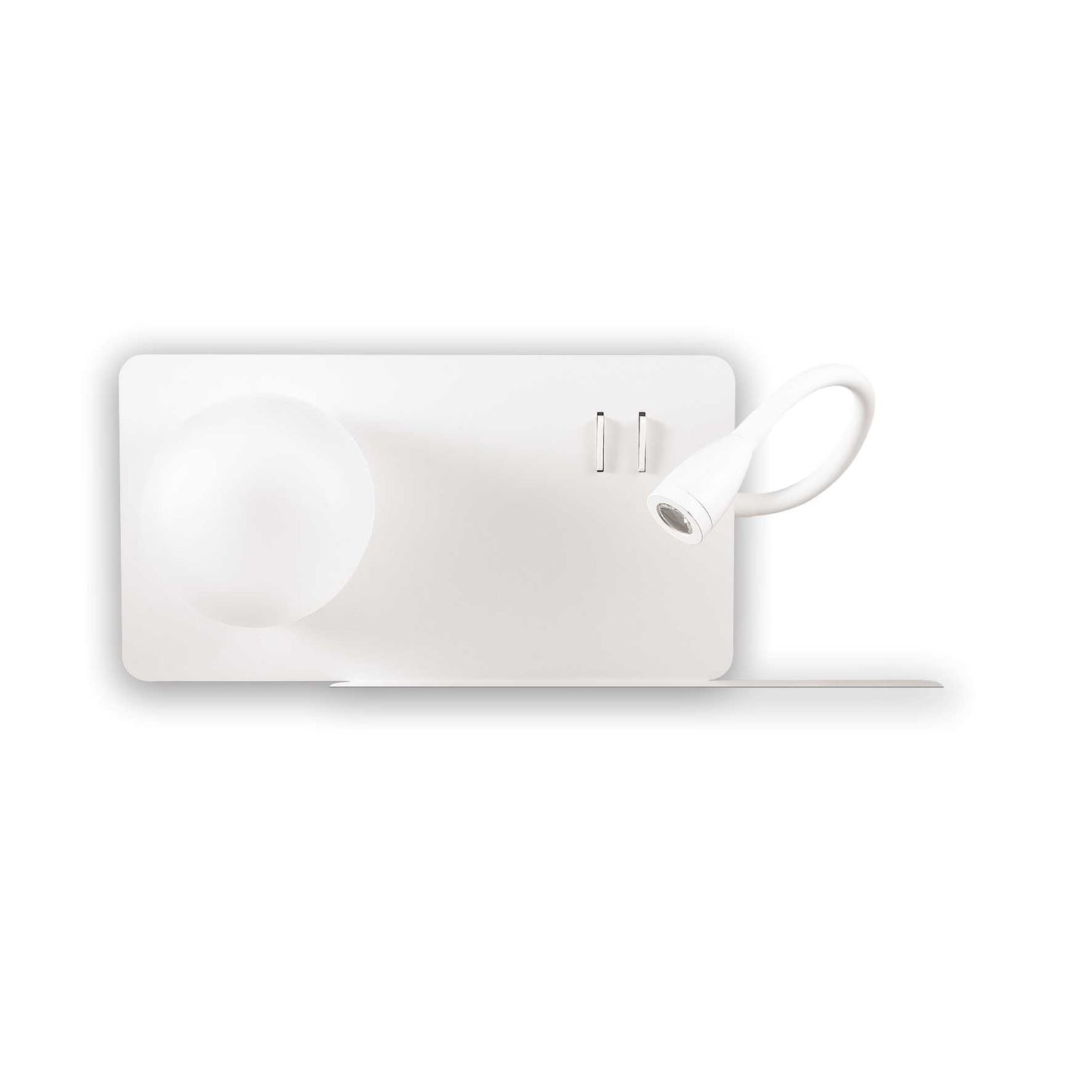Applique 2 Lumières Book-2 - 174822 - Avec Etagère LED de Lecture et Prise USB Blanche - Blanc