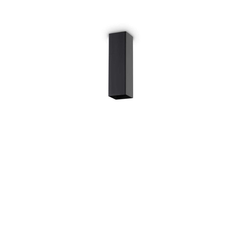 Plafone Tubo Quadrato GU10 Led Sky PL1 H20 cm Nero Ideal Lux - 233765