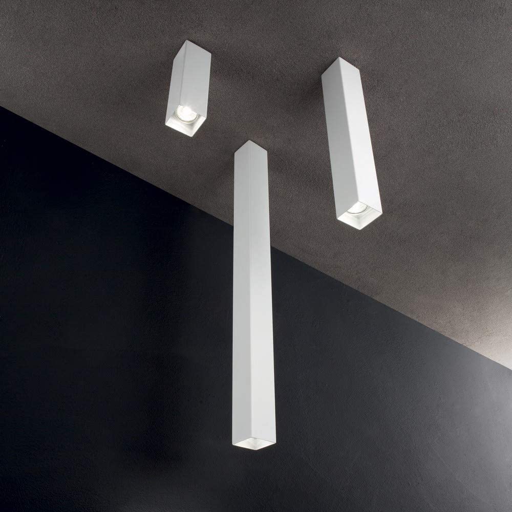 Plafone Tubo Quadrato GU10 LED Sky PL1 H20 cm Bianco - Ideal Lux 233772