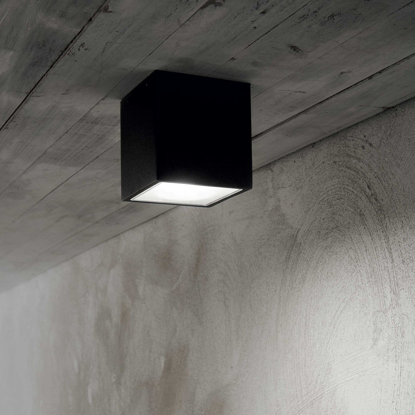 Plafoniera Nera da Esterno Ideal Lux 251578 – TECHO SMALL GU10 LED IP54, Lampada da Soffitto Moderna