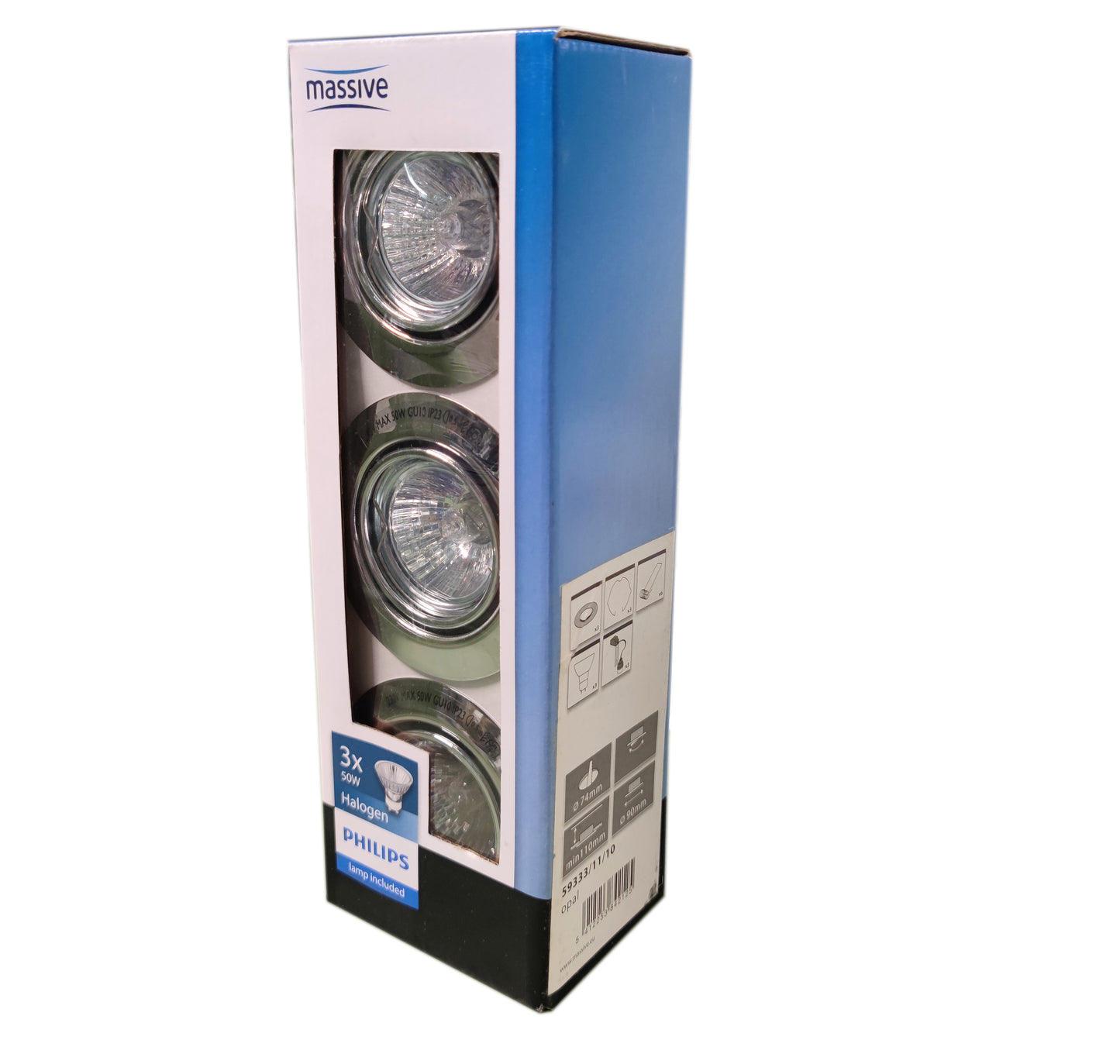 Spot OPALE encastrable chromé KIT 3x50 W Massive 593331110