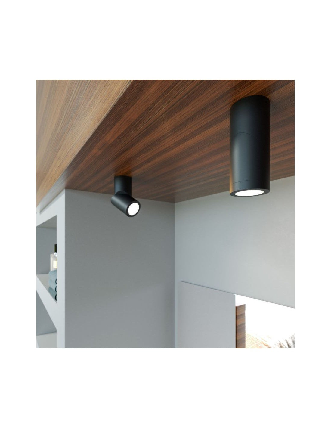 Applique Spot Cylindrique Orientable Plus Interrupteur Led Noir 8w Beneito Faure - 4523
