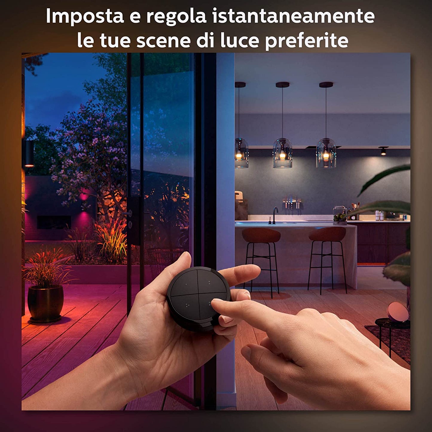 Philips Hue Interruttore Tap Dial Smart, Alimentazione a Batteria, Nero - 44093700