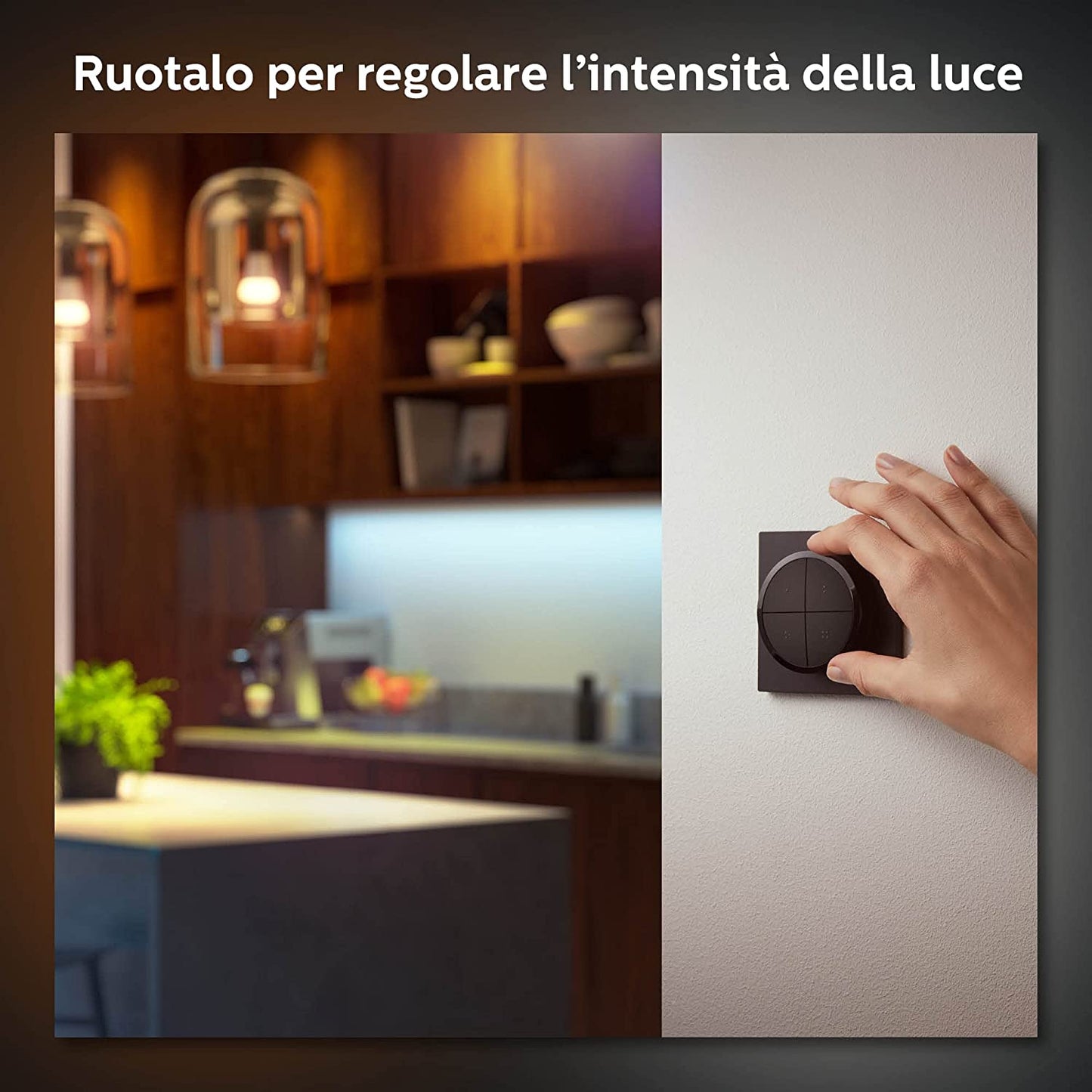 Philips Hue Interruttore Tap Dial Smart, Alimentazione a Batteria, Nero - 44093700