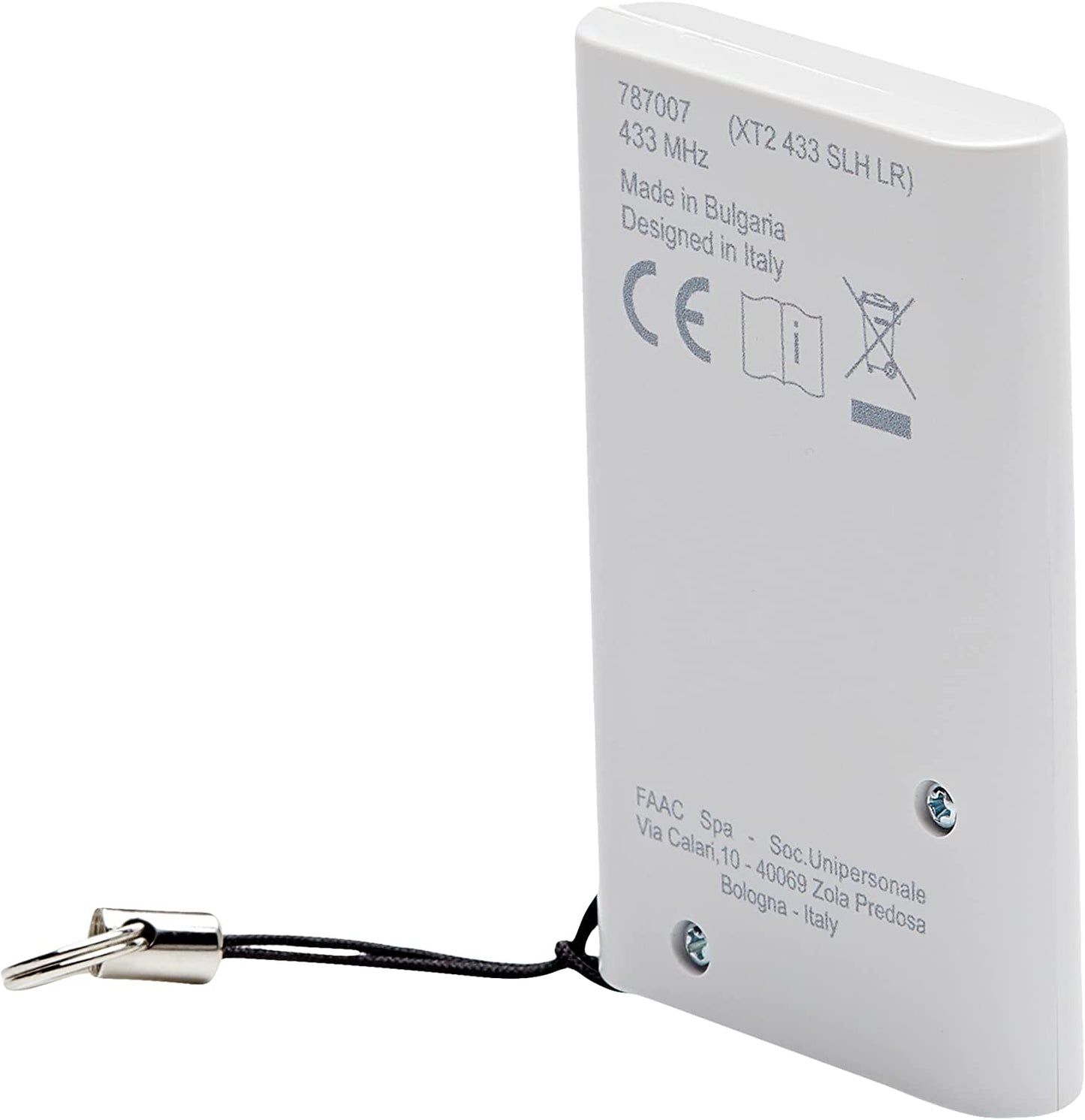 Cancello telecomando trasmittente 2 canali, 433 mhz, Bianco - Faac 787007 XT2 433 SLH