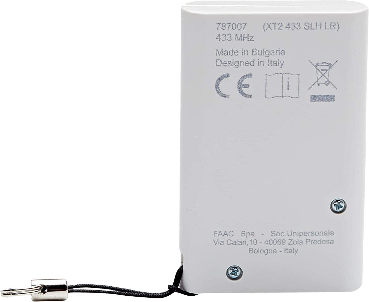 Cancello telecomando trasmittente 2 canali, 433 mhz, Bianco - Faac 787007 XT2 433 SLH