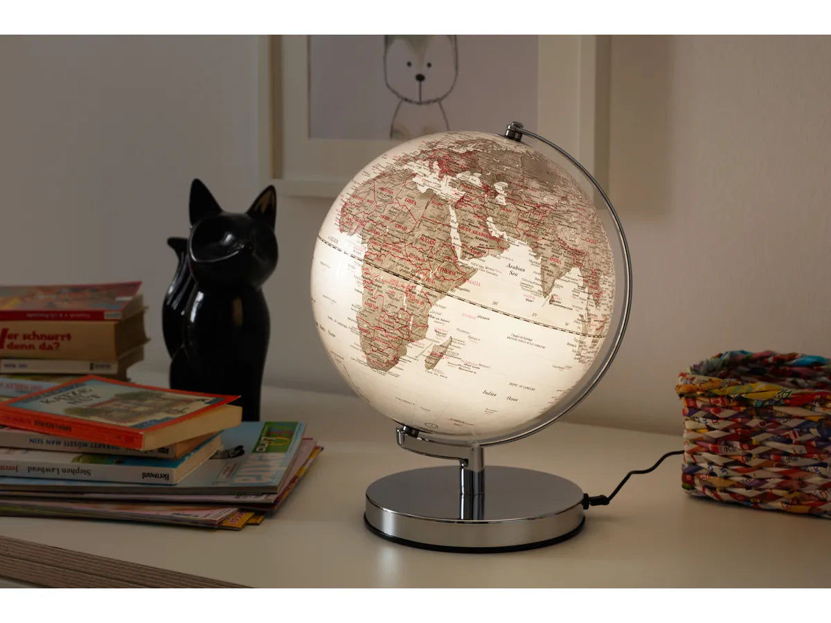 EMFORM EMSE0711 - Mappamondo Luminoso - Globo Terra Silver Light - Altezza 32cm x Ø 25cm argento -