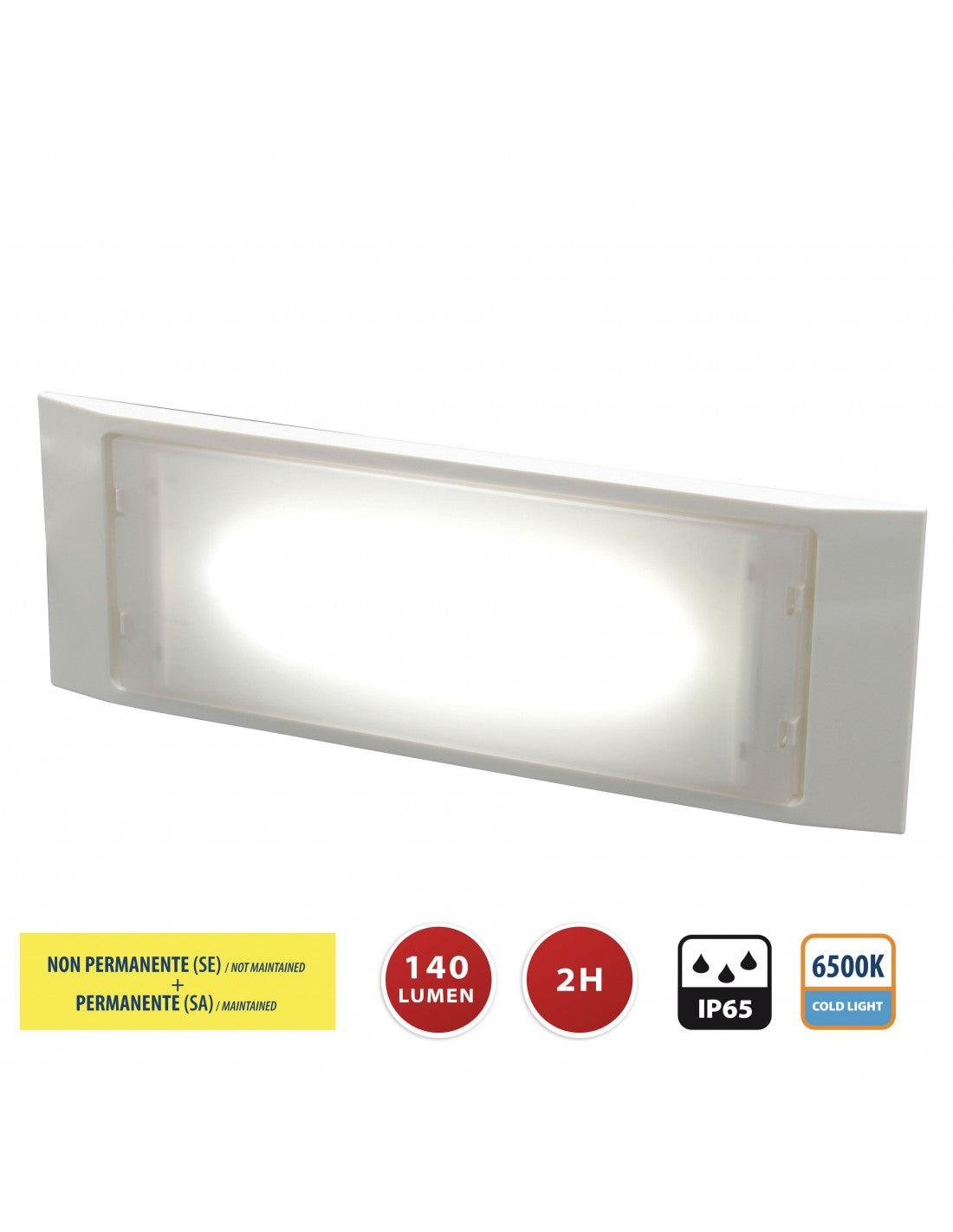 Luce Di Emergenza Sa + Se 140 Lumen Autonomia 120 Mn Ip65 Holly - Er122 - Velamp