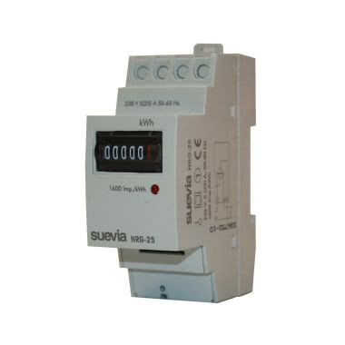 Orbis OB709100 NRG-25 – Contatore Monofase 2 Moduli 25A, Display Elettromeccanico, LED 0,625 Wh/imp