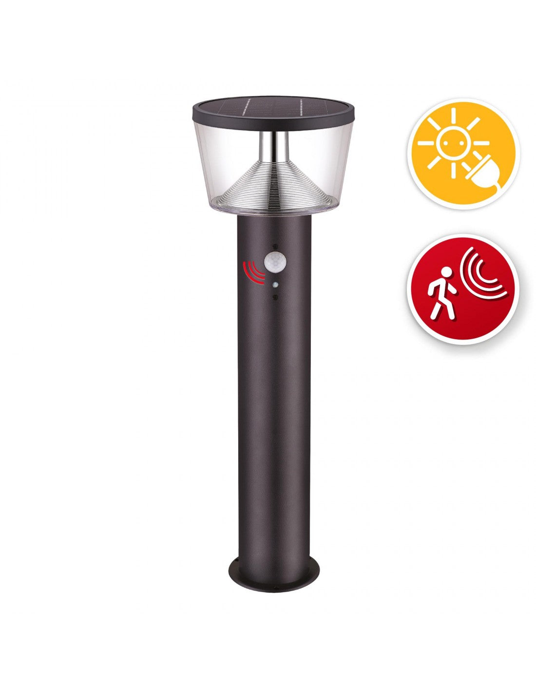 Velamp - Lampada Da Terra A Carica Solare 600 Lumen, Con Rilevatore Di Movimento - Sl344