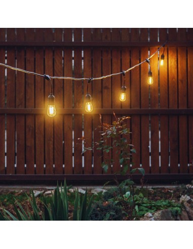 CASSIOPEA: Catenaria IP44 a carica solare, 8 metri, 10 bulbi LED bianchi, nero - Velamp PS070S