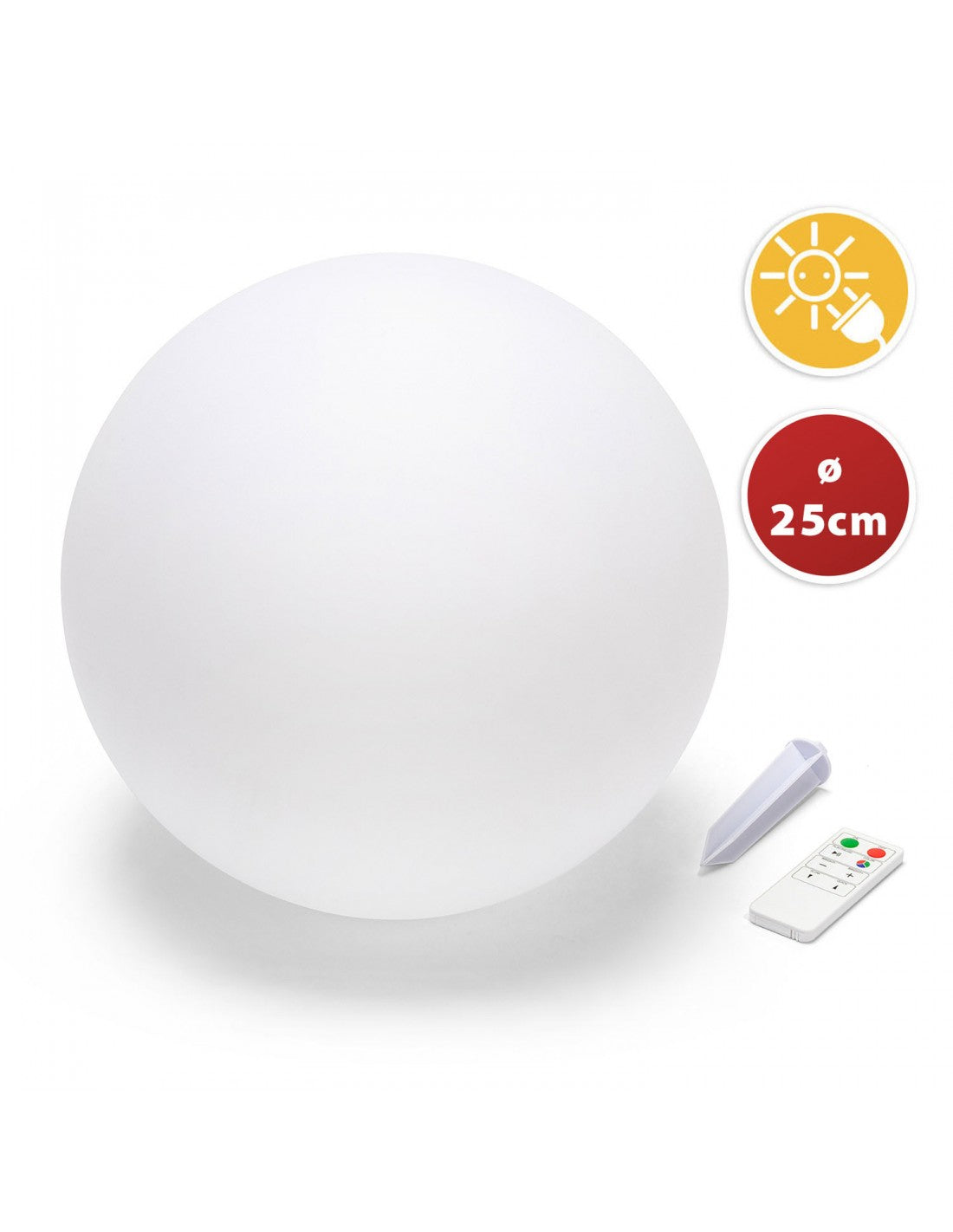 Sfera LED RGB a Ricarica Solare 25cm con Telecomando - Velamp SL528