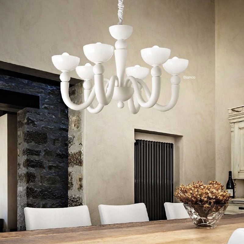 Ideal Lux Bon Bon Sp6 White Suspension Ceiling Pendant Hanging Six Lights IDEAL LUX 093994