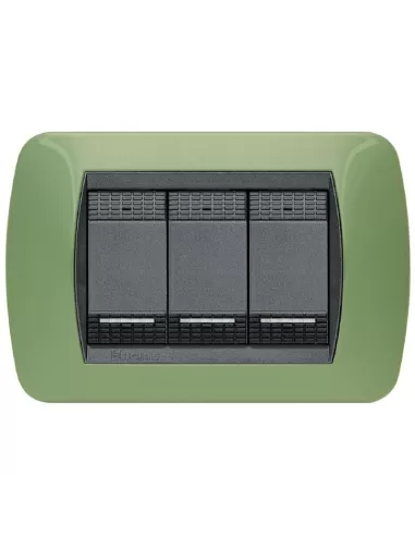 Bticino L4803VR - Placca 3 Posti Verde Drugstore Serie Living International