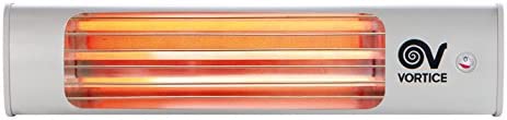 Vortice 70015 Chauffage mural avec cordon, infrarouge, 600/1200/1800 W, Thermologika Design Gris clair, 0 