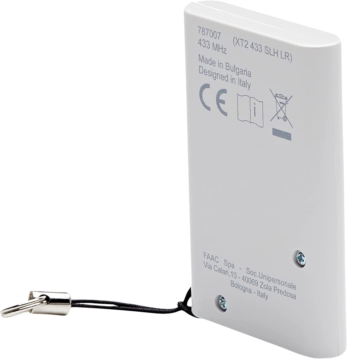 Transmetteur de télécommande de portail 2 canaux, 433 mhz, Blanc - Faac 787007 XT2 433 SLH 