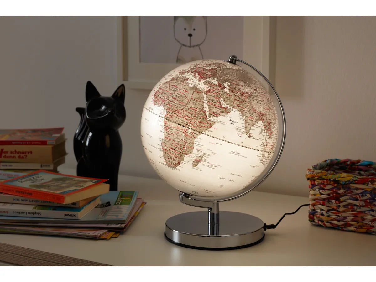 EMFORM EMSE0711 - Globe Lumineux - Earth Globe Silver Light - Hauteur 32cm x Ø 25cm argent -