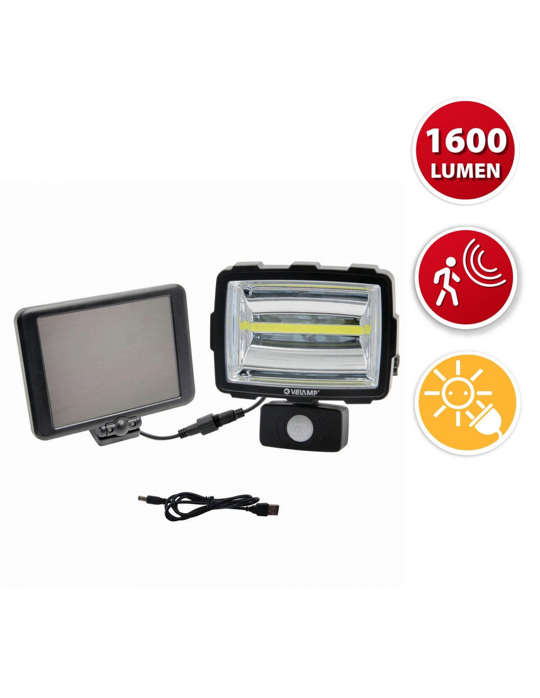 VELAMP INCA: Solarbetriebener LED-Fluter mit 1600 Lumen und Bewegungsmelder – IS342