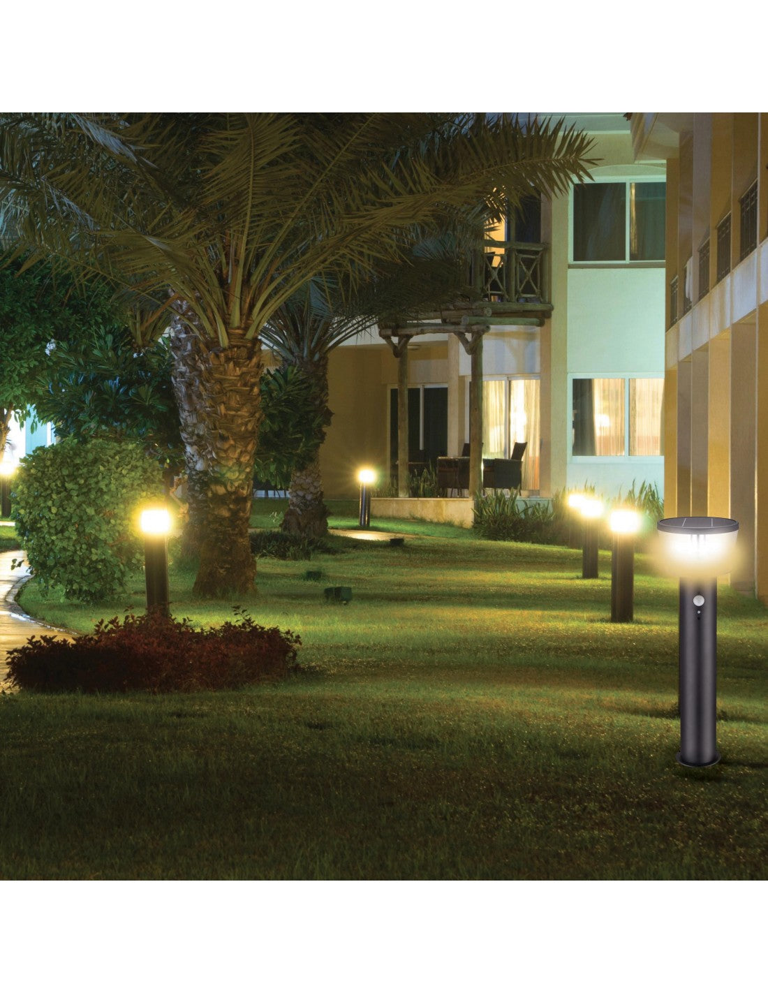 Velamp - Lampadaire à charge solaire 600 lumens, avec détecteur de mouvement - SL344