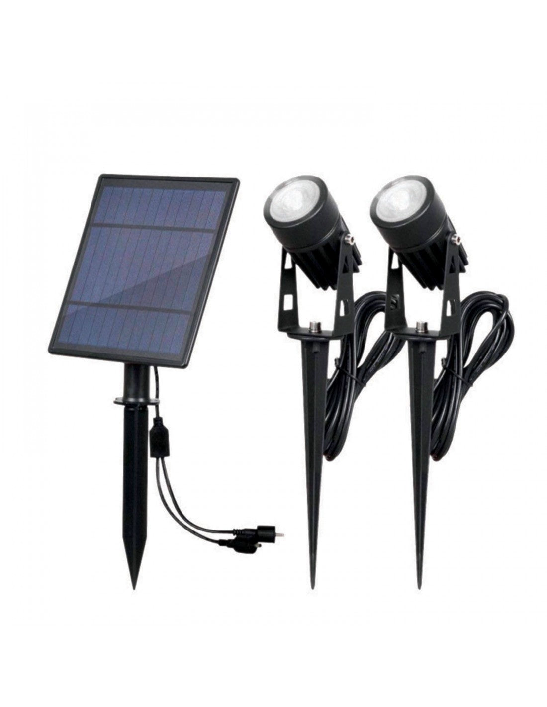 VELAMP - BLACKBIRD: kit di 2 faretti LED in alluminio a carica solare - SL368