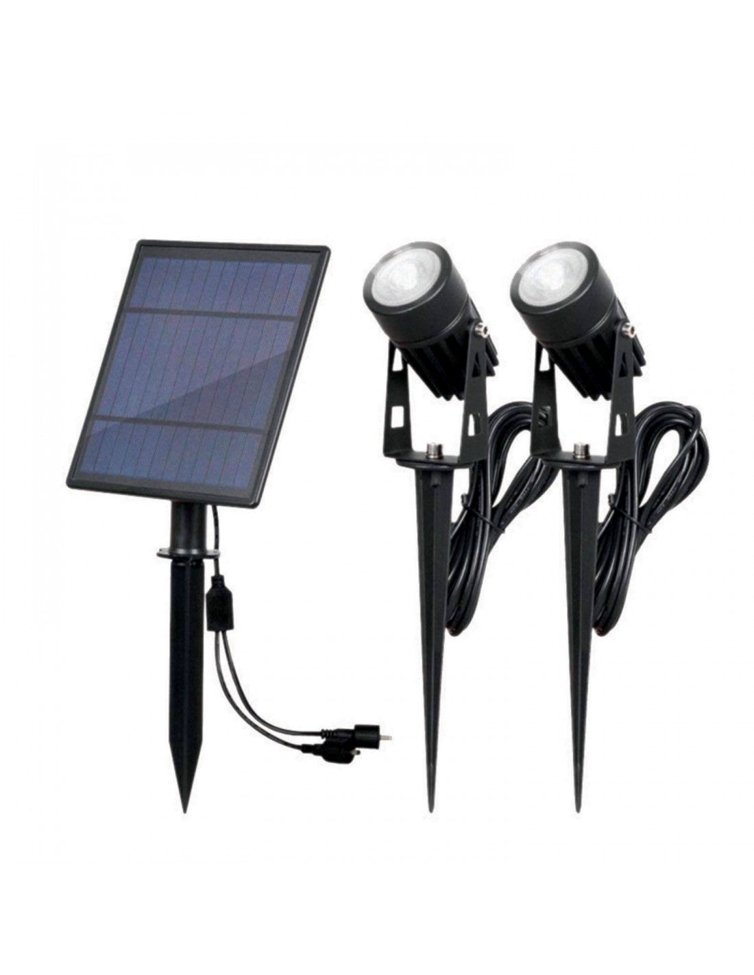 VELAMP - BLACKBIRD: kit of 2 solar-charged aluminum LED spotlights - SL368