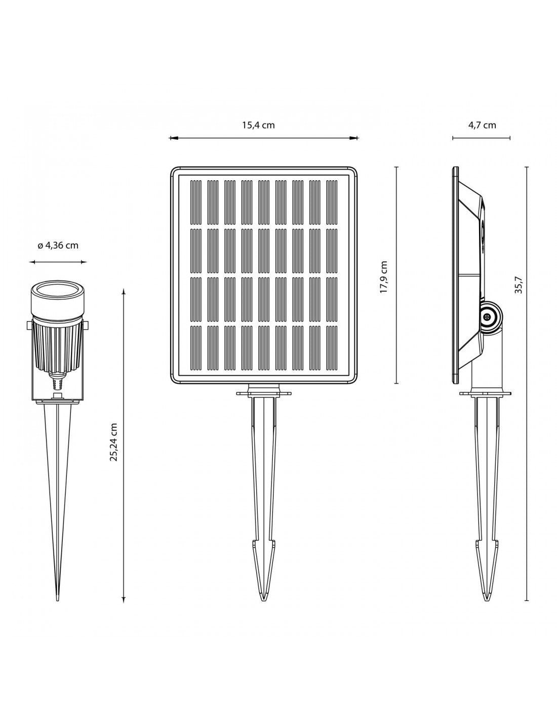 VELAMP - BLACKBIRD: kit of 2 solar-charged aluminum LED spotlights - SL368