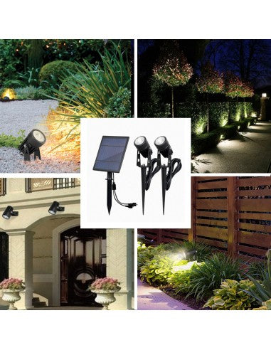 VELAMP – BLACKBIRD: Set mit 2 solarbetriebenen LED-Strahlern aus Aluminium – SL368 