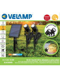 VELAMP - BLACKBIRD: kit of 2 solar-charged aluminum LED spotlights - SL368