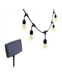 CASSIOPEA : Caténaire à charge solaire IP44, 8 mètres, 10 ampoules LED blanches, noir - Velamp PS070S