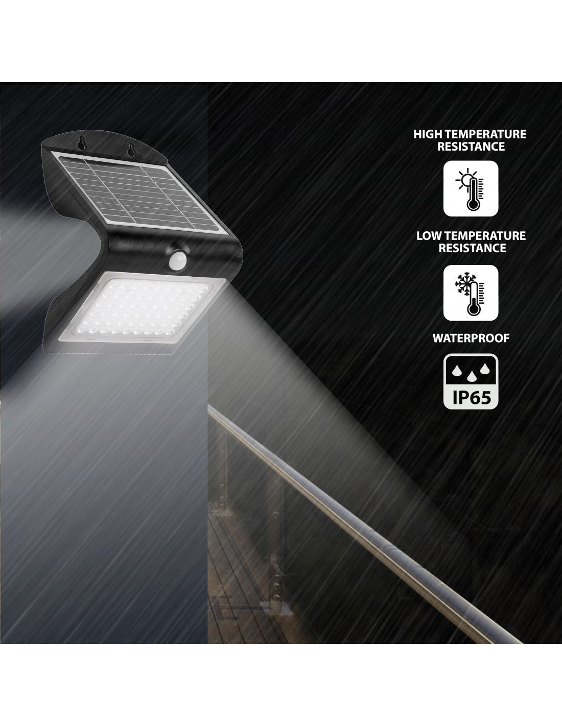 COLOMBA: 4W (500lm) solar-charged LED wall light with motion sensor - Velamp SL237