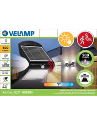 COLOMBA : Applique murale LED à charge solaire 4W (500lm) avec détecteur de mouvement - Velamp SL237